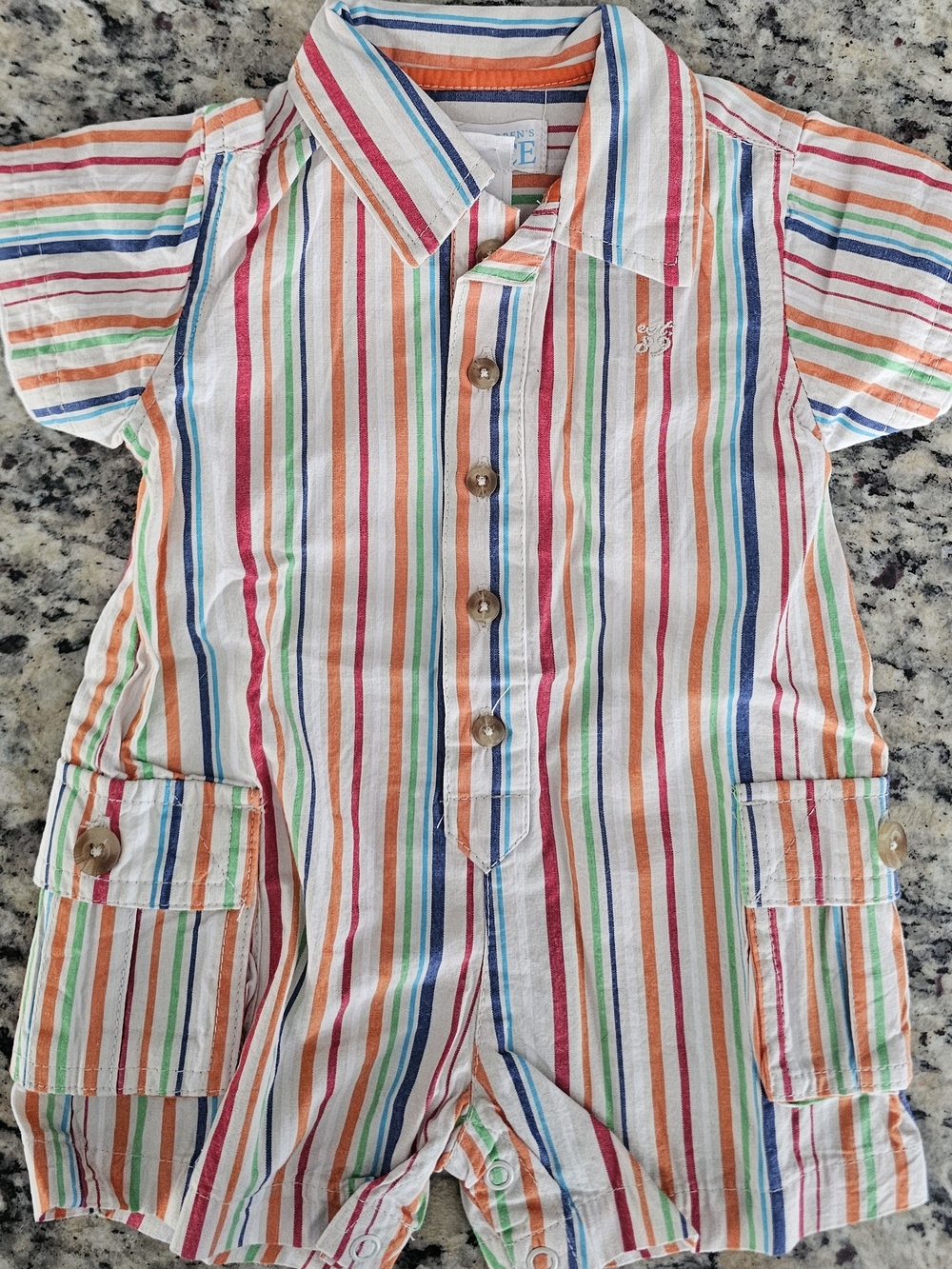 The Children's Place Multicolor Striped Button-Front Romper
